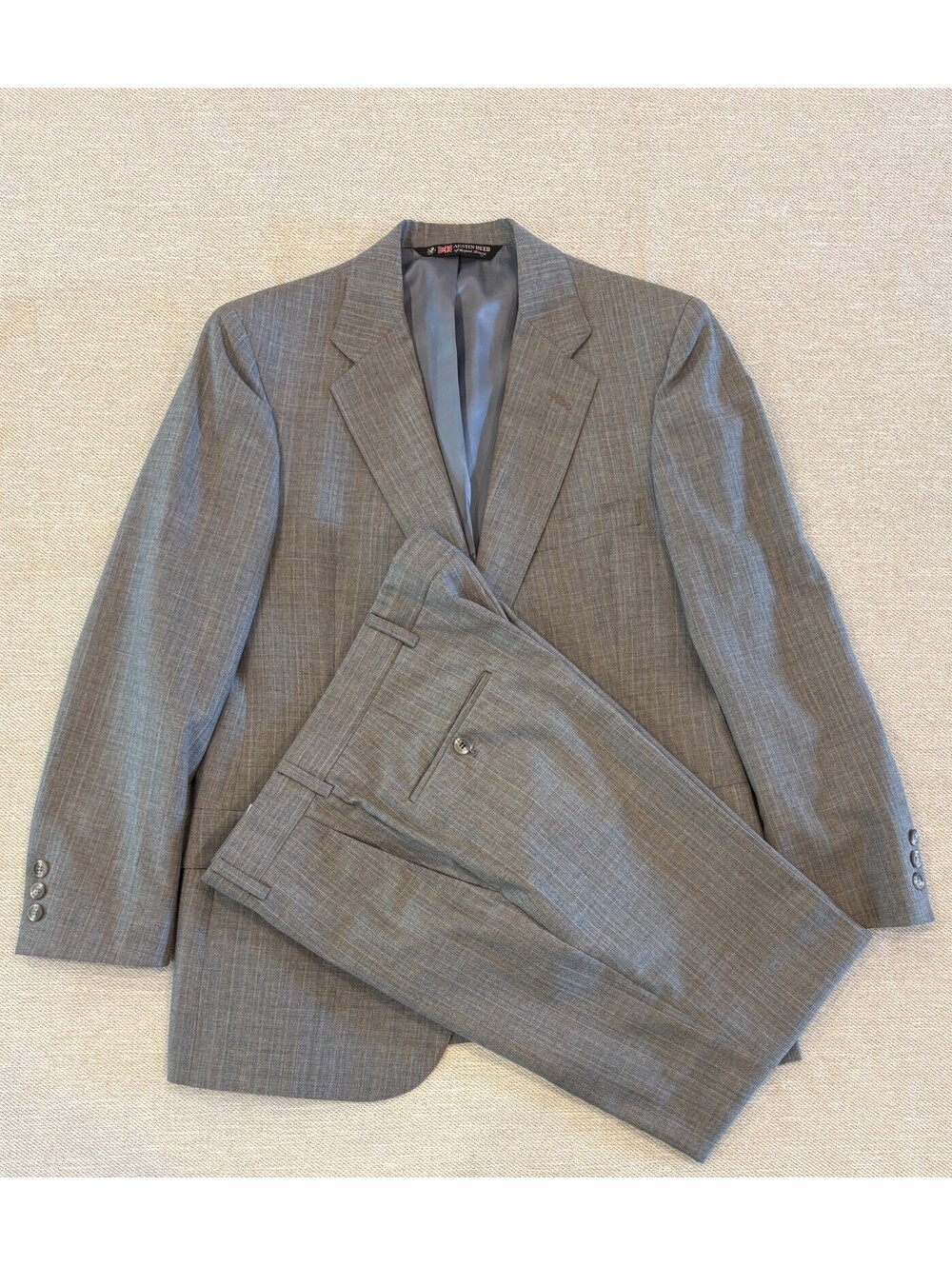 Vintage Austin Reed 2 Piece Suit Grey Pinstripe Tailored Mens EUC 40R